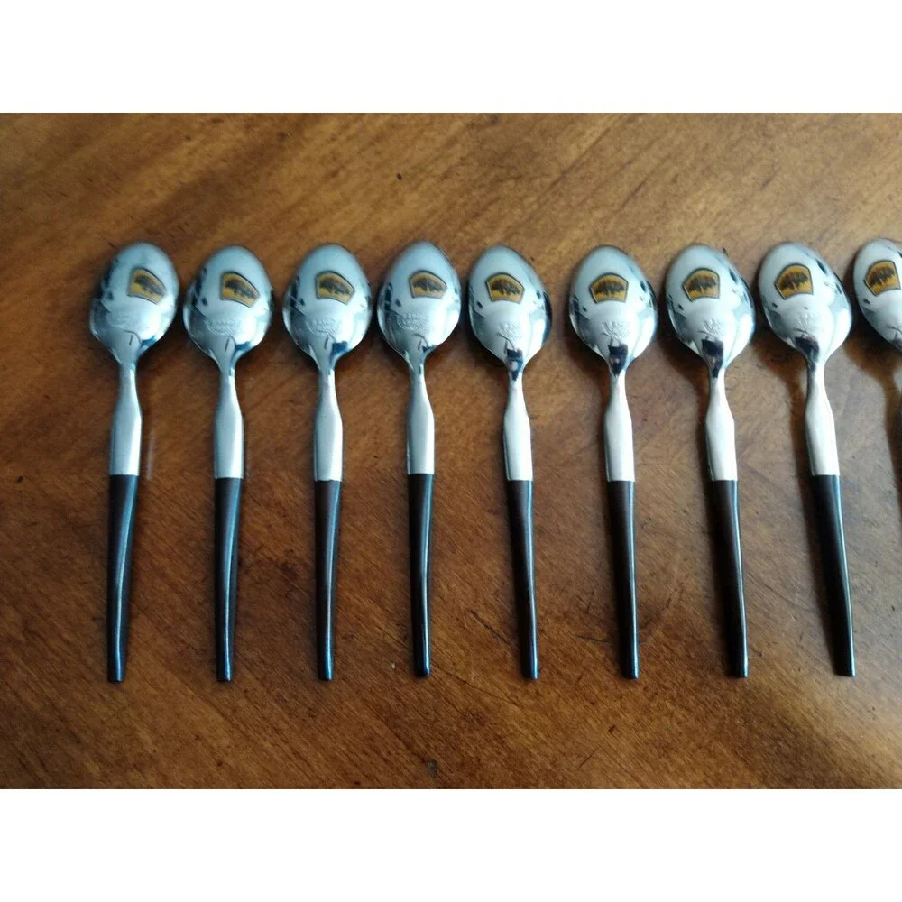 Lot 15x Teaspoons Ekco Eterna La Joya Stainless Faux Wood Flatwar MCM EKS14 6.4